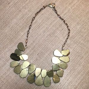 Gold laser colored quartz statement necklace